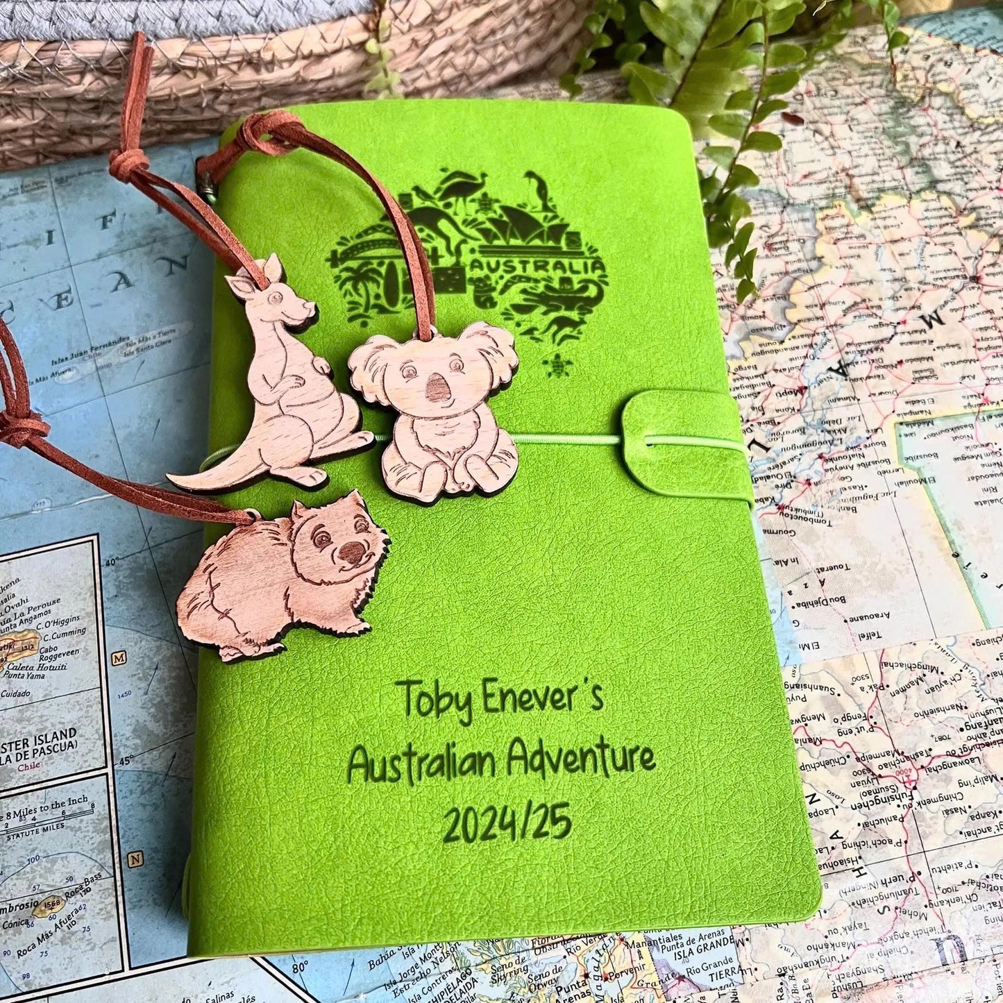 Personalised Australia Travel Wallet – Vegan Leather Journal & Organiser