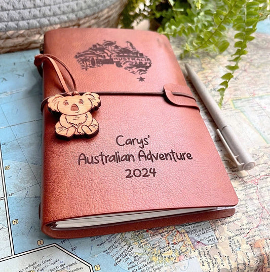 Personalised Australia Travel Wallet – Vegan Leather Journal & Organiser